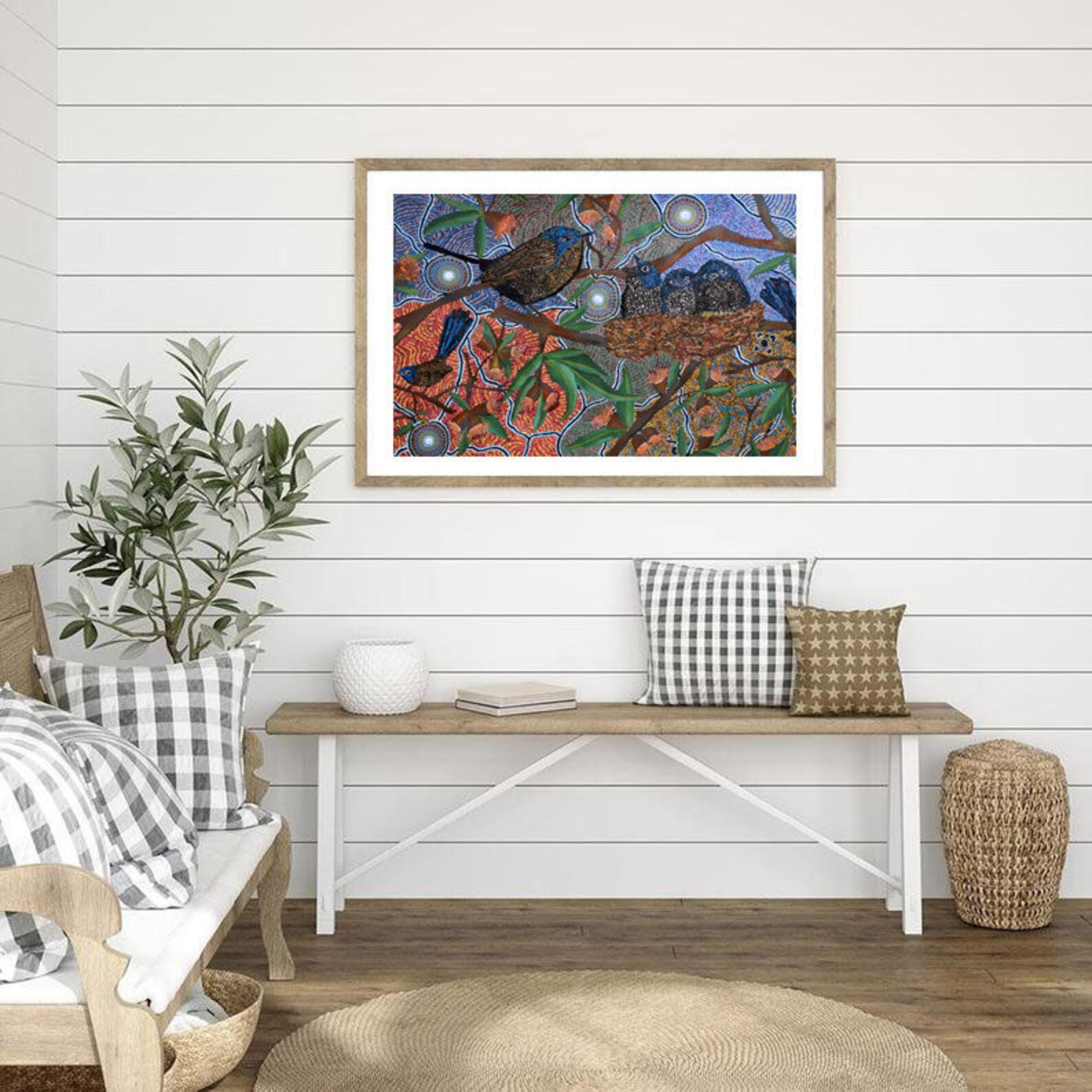 Aboriginal Framed Print Birds Wall Art Contemporary Wall | Etsy