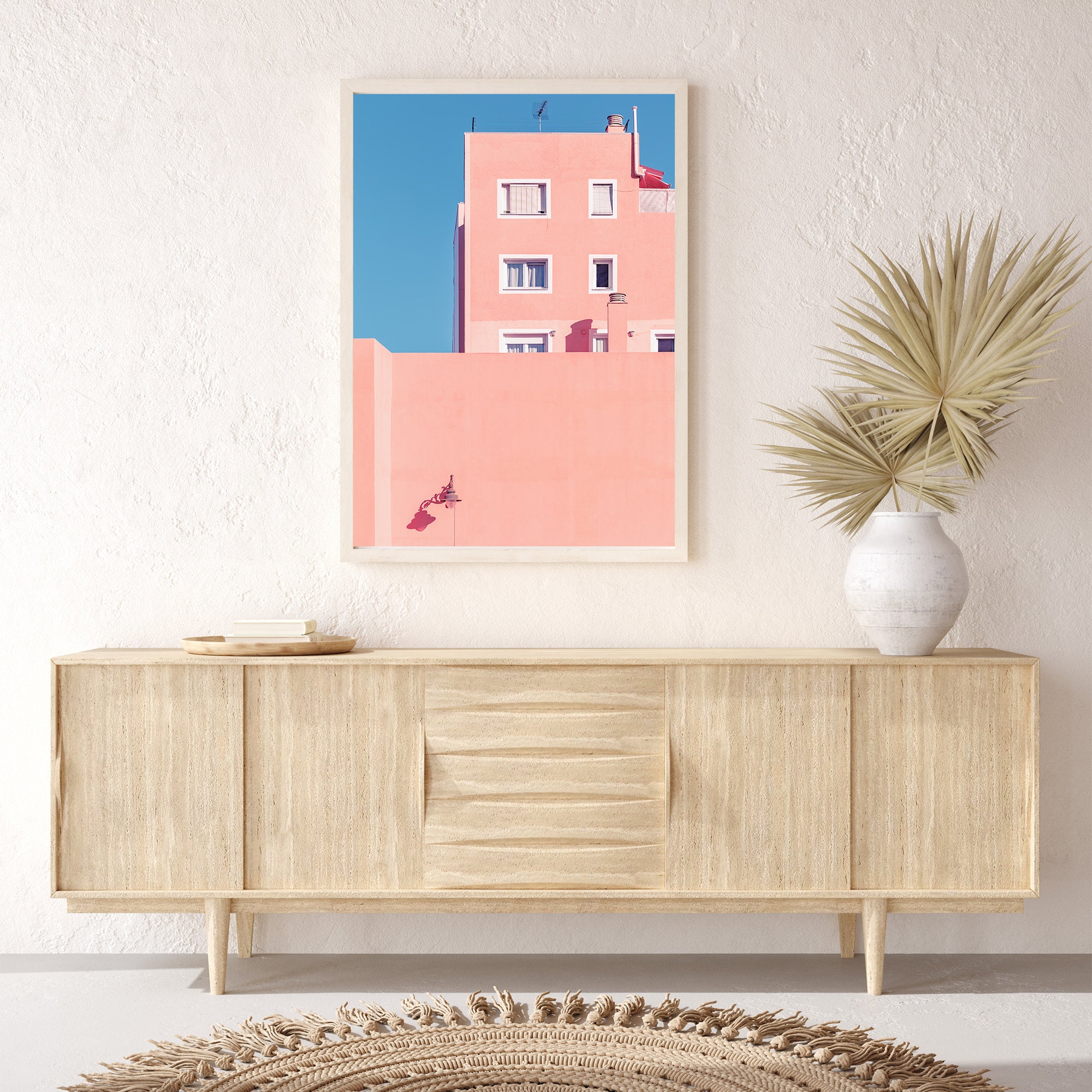 Pink Building Framed Print Pastel Wall Art Travel Picture | Etsy