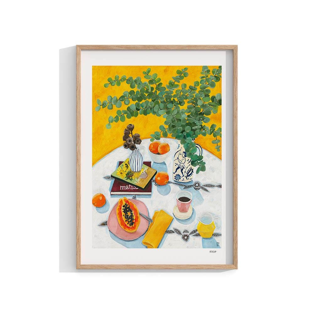 Fruit Still Life Art | Papaya Print | Matisse Book | Large Framed Wall Art | Painting | Australian Art | Kitchen Decor | Eucalyptus Print
