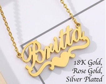 18K Ribbon Name Necklace / Name Necklace / Cursive Name Plate / Name Plate Necklace / Name Plate / Custom Name Necklace / Custom Necklace