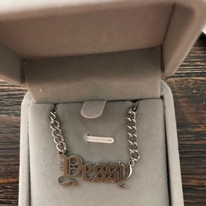 18K Old English Name Necklace / Name Plate Necklace / Old English Name Plate Necklace / Old English Name Plate / Name Necklace / Name Plate 18K Silver Plated