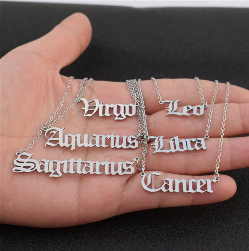 18K Zodiac Necklace / Zodiac Sign Necklace / Astrological Sign Etsy