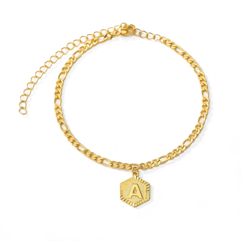 18K Gold Initial Anklet / Gold Initial Anklet / Gold Letter Etsy