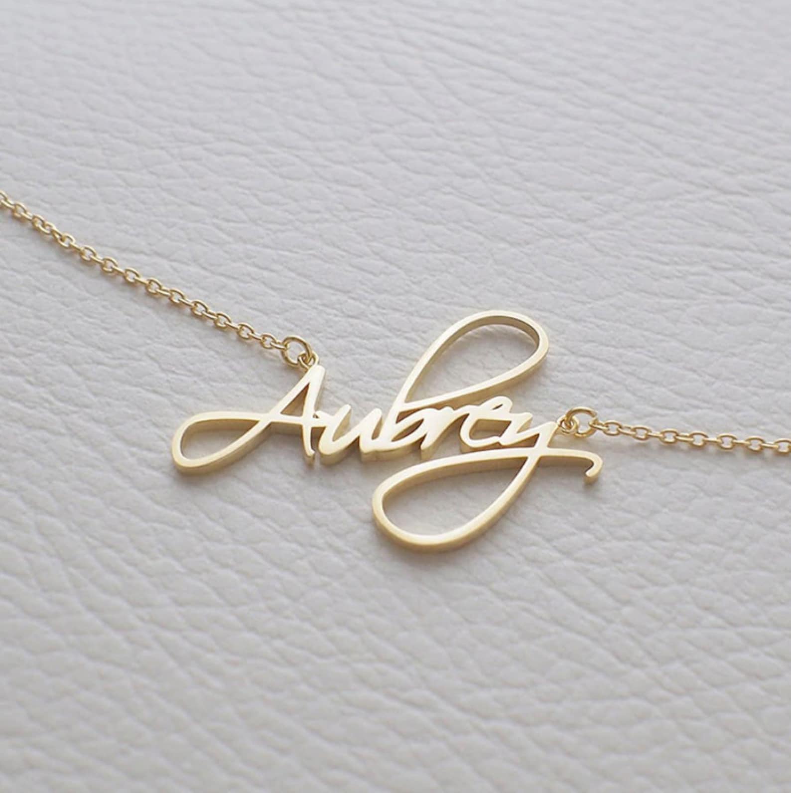 18K Cursive Name Necklace / Name Necklace / Cursive Name Plate Etsy
