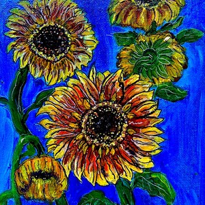 Set von 10 POSTKARTEN 5x7 ”mit Umschlägen mit Sonnenblumen auf dunkelblauem Hintergrund