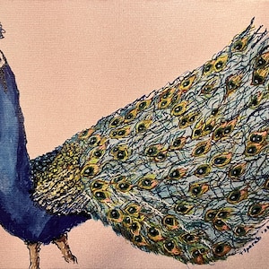 Pfau Satz von 10 5x7 ”Blankokarten mit Umschlägen von Originalkunstwerk
