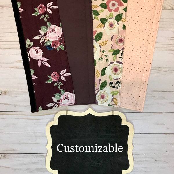 Customizable, Reversible Handle Covers for Appliances and Other Handles - Refrigerator and Over - Burgundy Rose Floral - Blush Pink Floral