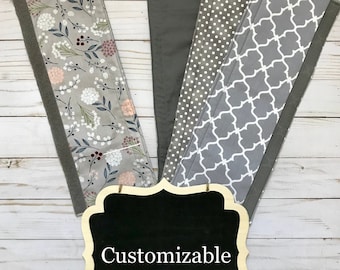 Gray Customizable, Reversible Handle Covers for Appliances and Other Handles - Refrigerator and Oven - Gray Floral Gray Fabric Kitchen Decor