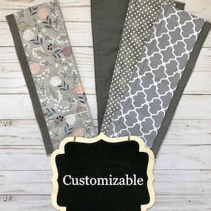 Gray Customizable, Reversible Handle Covers for Appliances and Other Handles - Refrigerator and Oven - Gray Floral Gray Fabric Kitchen Decor