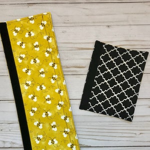Reversible Handle Covers for Appliances or Other Handles - Refrigerator and Oven - Bumble Bees, Yellow, Black Lattice, Honey Bee Kitchen