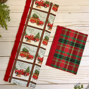 Reversible Handle Covers for Appliances and Other Handle Applications - Refrigerator and Oven - Holiday Kitchen Decor - Christmas Red Truck