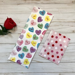 Reversible Handle Covers for Appliances and Other Handles - Refrigerator and Oven - Valentines Day - Sweethearts, Conversation Candy Hearts