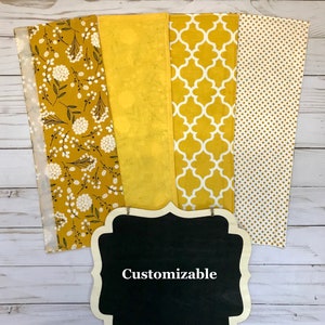 Customizable, Reversible Handle Covers for Appliances and Other Handles - Refrigerator and Oven - Mustard Kitchen Decor -Yellow Floral Decor