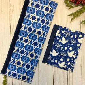 Reversible Handle Covers for Appliances and Other Handle Applications - Refrigerator and Oven - Holiday Kitchen Decor - Hanukkah, Menorah