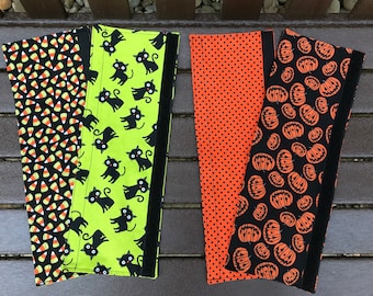 Holiday Halloween Handle Covers, Reversible, for Appliances or Other Handle Applications -  Pumpkins, Black Cats, Orange, and Candy Corn