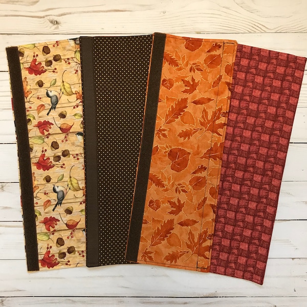 Reversible Handle Covers for Appliances and Other Handle Applications - Refrigerator and Oven - Holiday Kitchen Decor - Fall Leaves & Birds