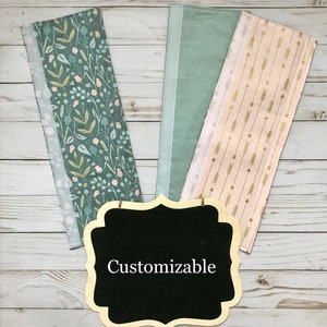 Customizable, Reversible Handle Covers for Appliances and Other Handles - Refrigerator and Oven - Floral Kitchen Decor - Blue Green Meadow