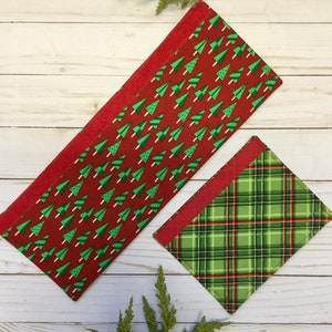 Reversible Handle Covers for Appliances and Other Handle Applications - Refrigerator and Oven - Holiday Kitchen Decor - Geo Christmas Trees