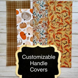 Fall Birds and Leaves - Reversible Handle Covers for Appliance and Other Handle Applications - Refrigerator and Oven - Holiday Kitchen Decor