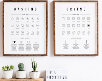 Laundry Room Decor Print Set: Washing Machine, Laundry Symbols (Digital File Option Available)