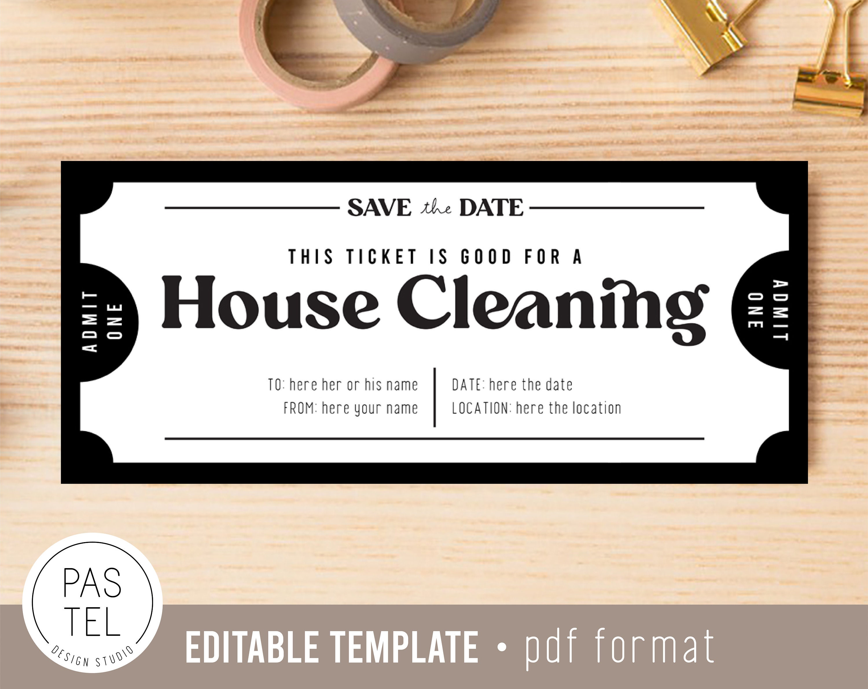 House Cleaning Night Gift Coupon INSTANT DOWNLOAD Editable - Etsy