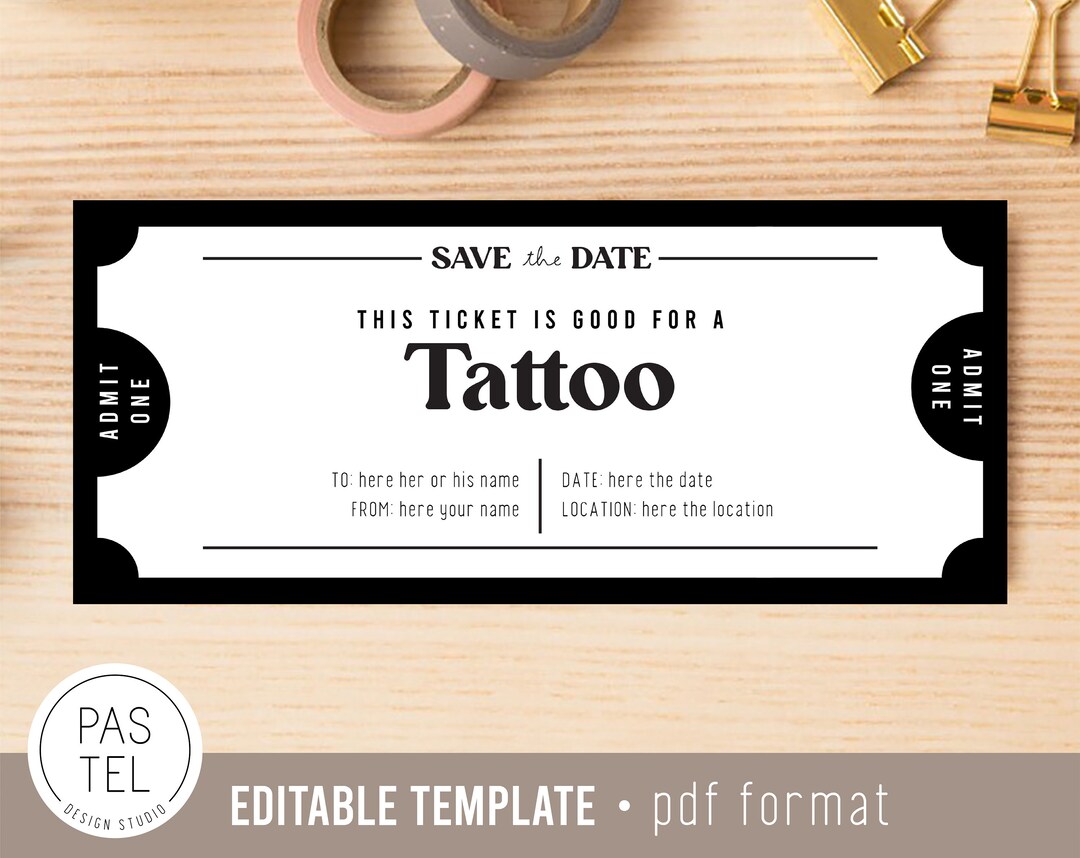 Tattoo Gift Voucher INSTANT DOWNLOAD Editable Text Etsy