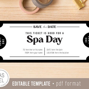Spa Day Gift Coupon INSTANT DOWNLOAD Editable Text - Etsy