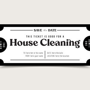 House Cleaning Night Gift Coupon INSTANT DOWNLOAD Editable - Etsy