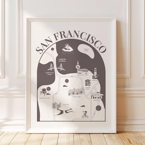 San Francisco Minimalist Map Print - Illustrierte San Francisco Umgebung Karte