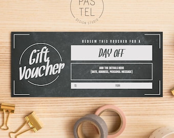 Day Off Gift Coupon | INSTANT DOWNLOAD, editable text | Printable Voucher | Last Minute Gift | Personalized Certificate | Gift Voucher