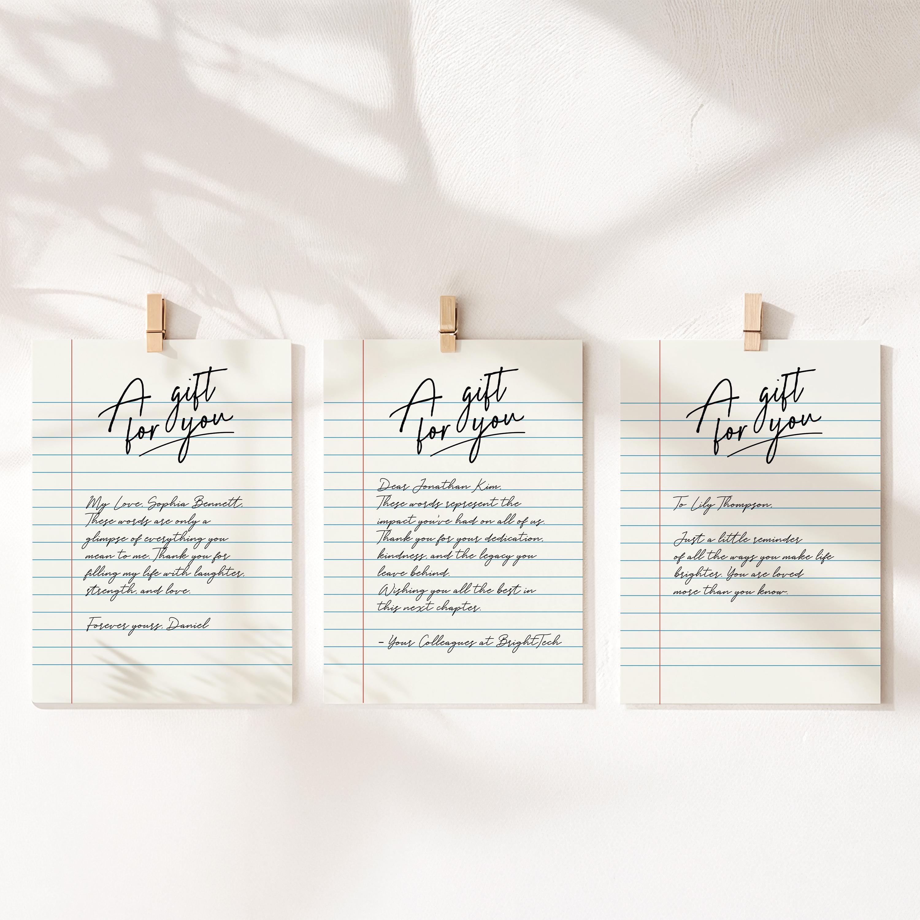 Custom 5×7 Gift Note – Personalized Message Card for Presents ...