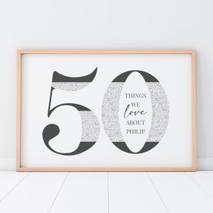 50 dingen die we leuk vinden aan jou — 50e verjaardagscadeau, aangepast cadeau, 50e verjaardagscadeaus voor vrouwen, 50e verjaardagscadeaus voor mannen, speciaal cadeau