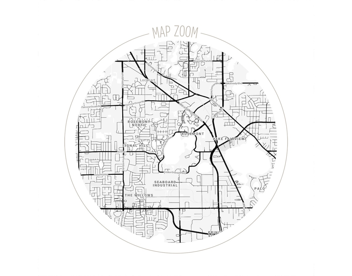 Orlando City Map Orlando Printable Map Orlando Gift - Etsy
