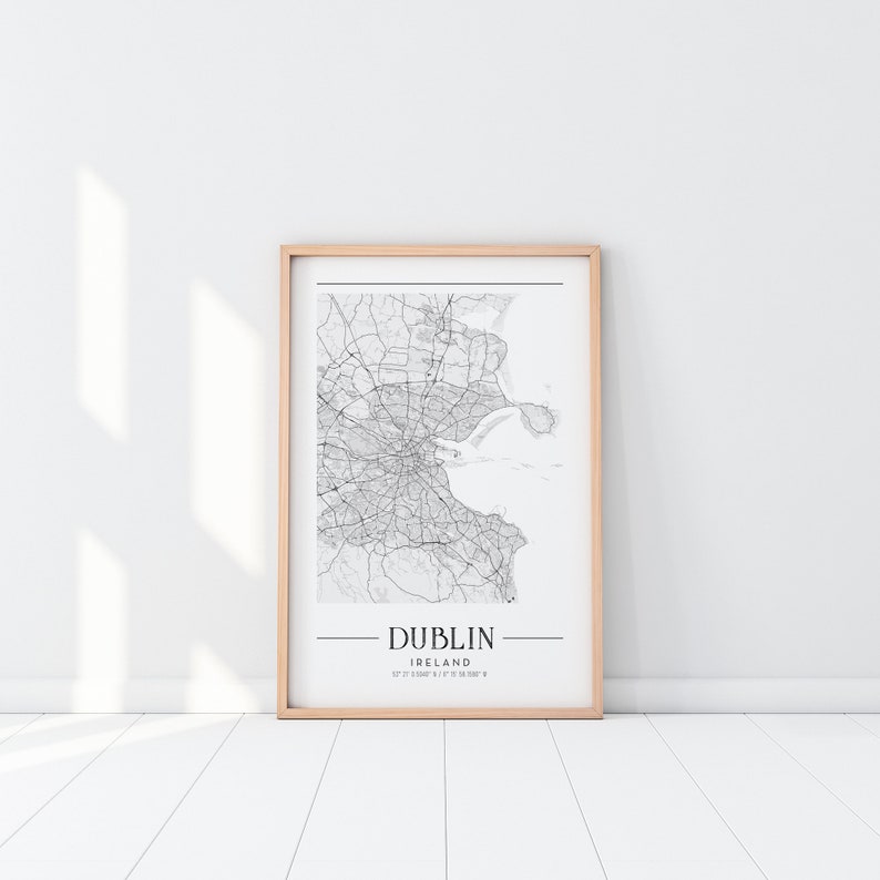 Dublin Map Dublin City Printable Map Dublin Wall Art Etsy