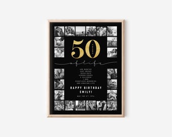 Personalized 50th Birthday Photo Collage Poster: Milestone Gift