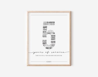 Personalized 5-Year Work Anniversary Certificate — Employee Appreciation Award, Custom Service Recognition Plaque