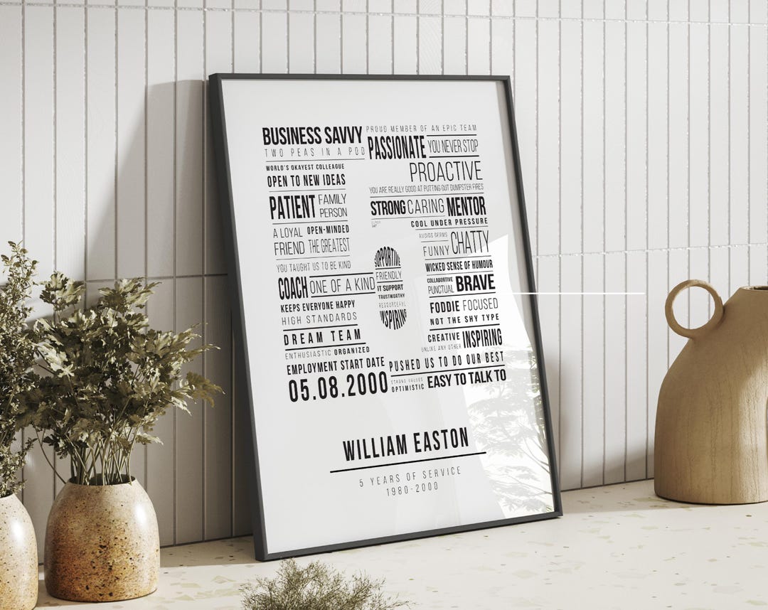 Personalized Work Personalized Work Anniversary Word Art Print: Employee Recognition Gift ...