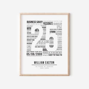 25 Jahre Arbeit Jubiläum Geschenk | Mitarbeiter Service Preis, Beschäftigung Geschichte Wort Wolke Druck, Workiversary, Mitarbeiter Wertschätzung Geschenk