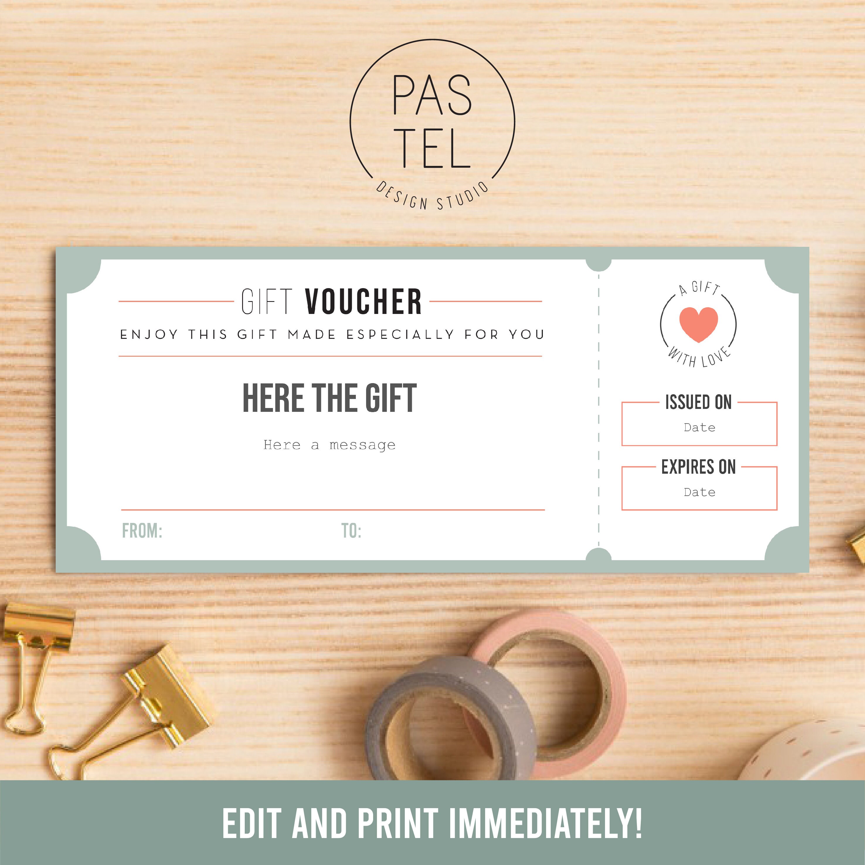 Gift Coupon Gift Voucher Printable Gift Gift Card Printable Coupon
