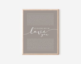 Impresión personalizada "40 razones por las que te amamos": regalo de cumpleaños personalizado