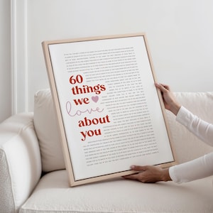 60 Reasons We Love You Print: Personalized Birthday Gift (Digital or Canvas) image 6