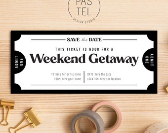 Weekend Getaway Gift Coupon | INSTANT DOWNLOAD, editable text | Printable Voucher | Last Minute Gift | Personalized Certificate