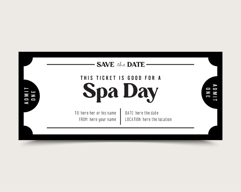 Spa Day Gift Coupon INSTANT DOWNLOAD Editable Text Etsy