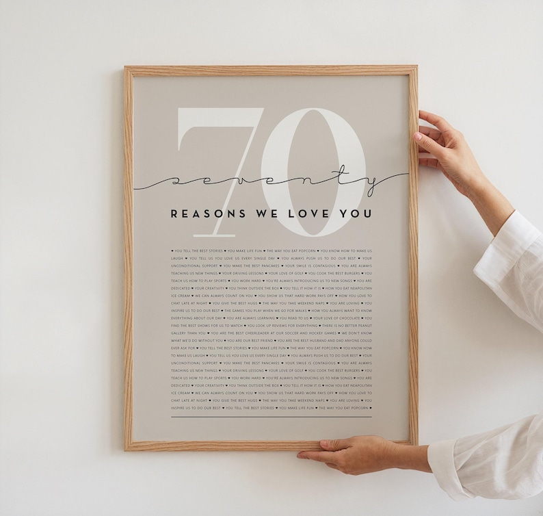 Digital Download 70 Reasons Why Custom Love List Anniversary Gift Birthday Gift Mothers Day Gift Fathers Day Gift Last Minute Gift Instant Download Printable Gift