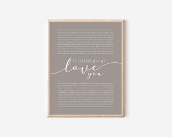 Milestone Celebration 80 Reasons We Love You Print Retirement Gift Personalized Gift for Mom Dad Sentimental Wall Art Family Keepsake