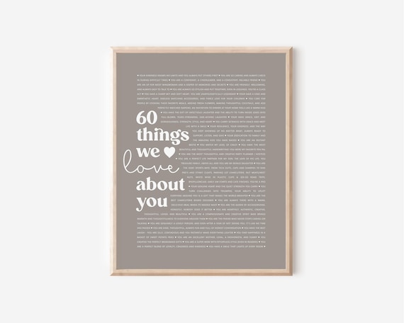 60 Reasons We Love You Print: Personalized Birthday Gift (Digital or Canvas)