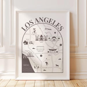 Minimalistischer Stadtplan von Los Angeles - Illustrierte Karte von Los Angeles und Umgebung