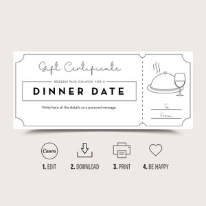 Printable Dinner Date Gift Coupon - Etsy