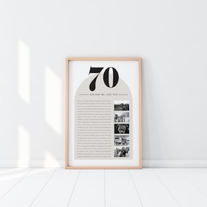 70th Birthday Gift for Men or Women — 70th Birthday Poster, 70 Reasons We Love You Dad or Mom Birthday Gift