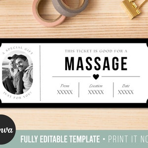 Custom Massage Gift Coupon | Editable Canva Template | INSTANT DOWNLOAD | Printable Voucher | Last Minute Gift | Personalized Certificate